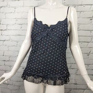 Y2K mesh embroidered and beaded tank top, Sievergate USA size Medium